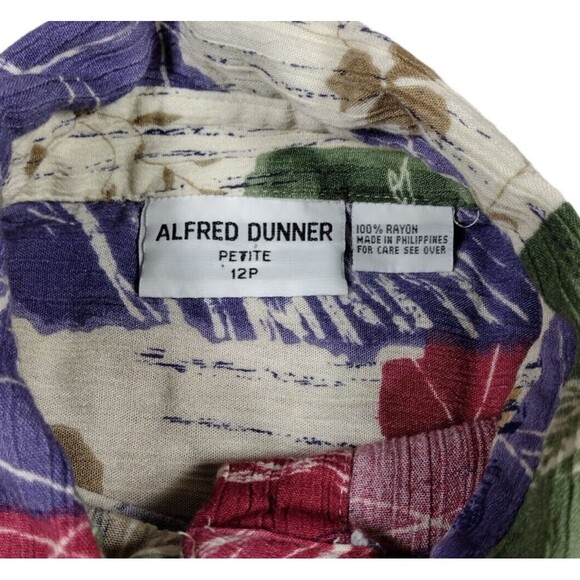 Alfred Dunner Petite Womens 12P Floral Top Colorblock Button Down Blouse - Picture 2 of 7